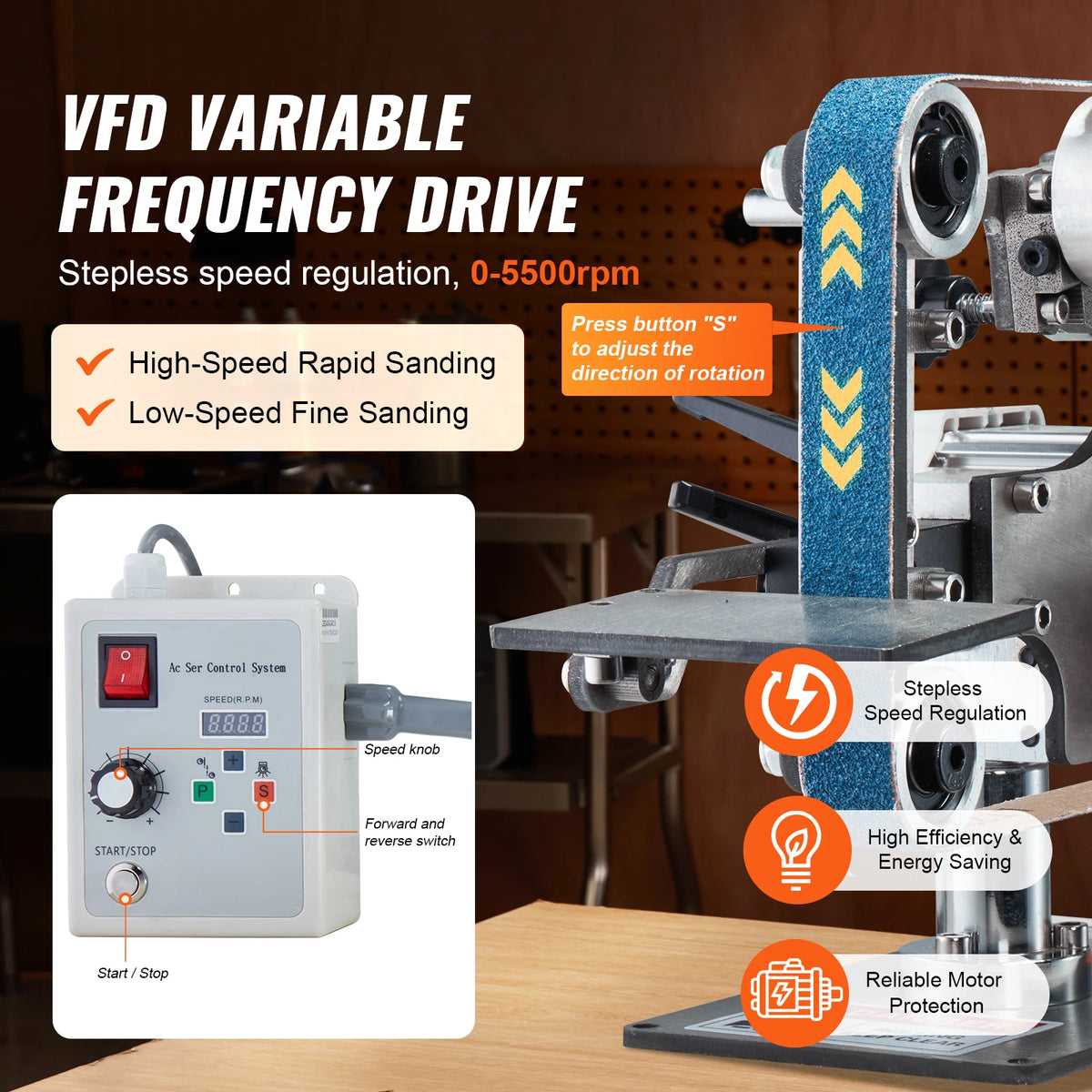 Succebuy Industrial Grade Variable Speed Belt Grinder