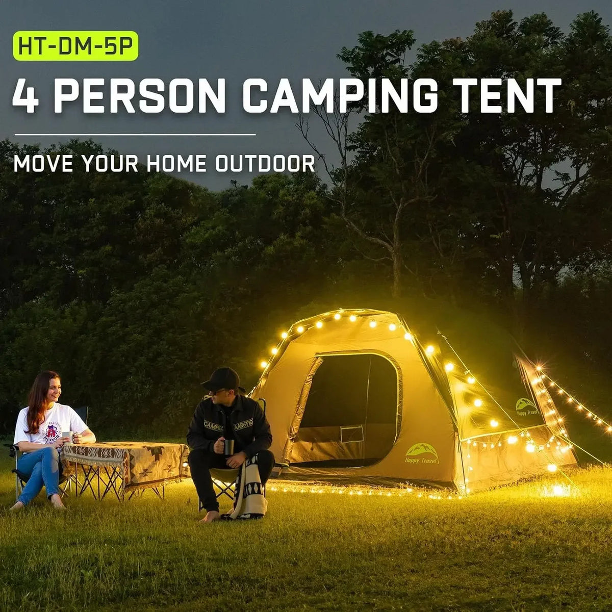 Happy Travel Camping Tent, 4/6 Person Dome Tents for Camping with Rainfly