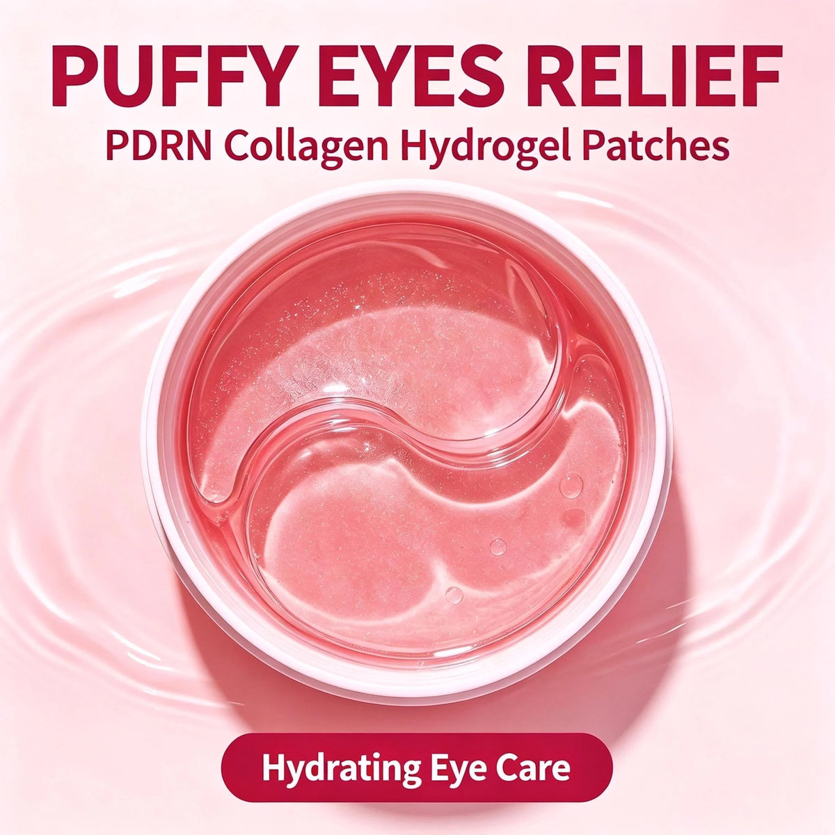 Korean PDRN Hydrogel Eye Masks with Collagen - Cooling Under Eye Patches for Dark Circles, Depuffing, Smoothing - Daily Gentle Skincare Treatment (Easy to Apply Patch)
