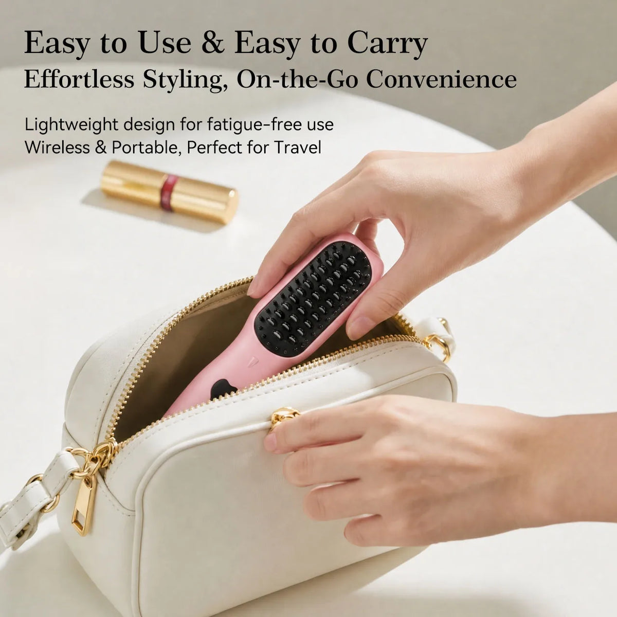 Hatteker Wireless Portable Hair Straightening Comb Multi-temperature Control Styling Brush for Straight And Curling Hair