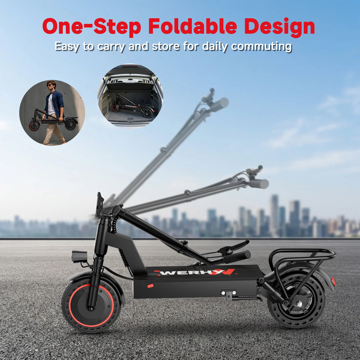 AOVOPRO 500W Foldable Electric Bicycle With Basket And Dual Suspension