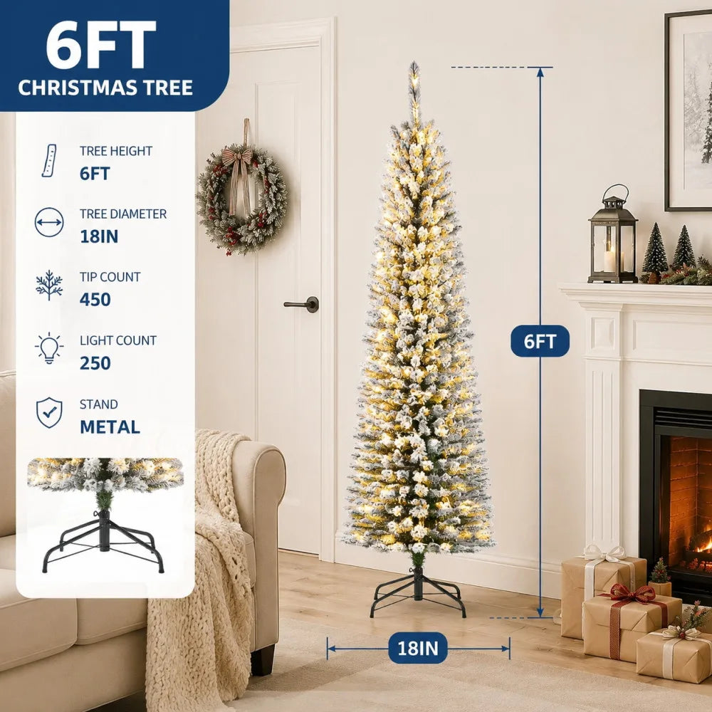 Slim Pre Lit Artificial Christmas Tree With Warm Lights