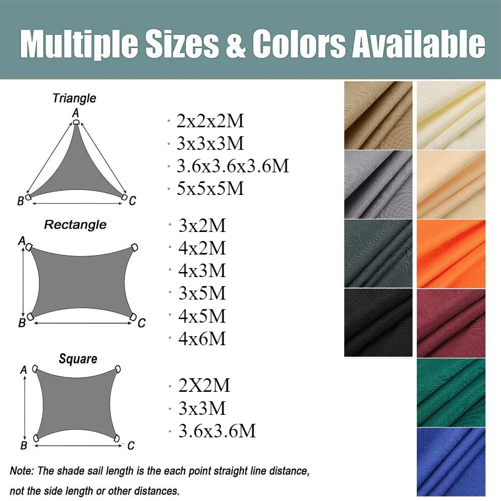 Waterproof Outdoor Shade Sail Canopy For Patio Garden Protection