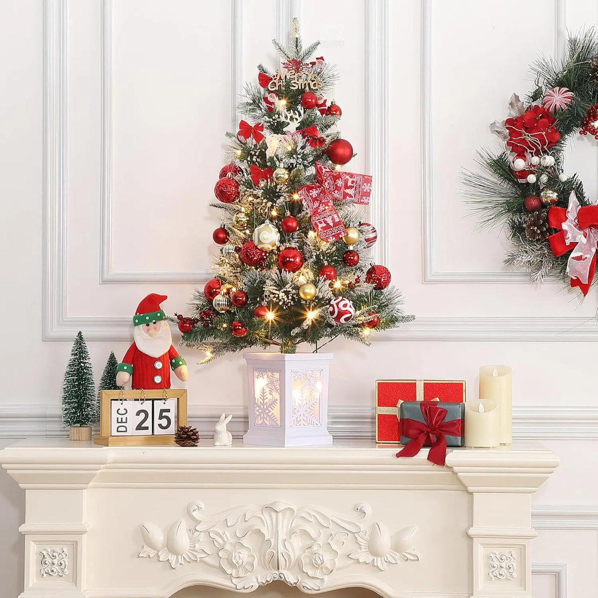 3ft Mini Christmas Tree Pre-Lit Artificial Tree with 78 Warm White Lights Tabletop Christmas Tree with Timer Function Xmas Decor