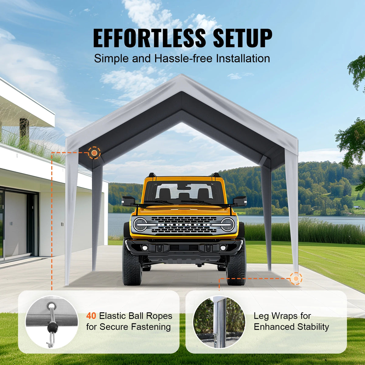 SucceBuy Replacement Carport Canopy Cover Waterproof UV Protected