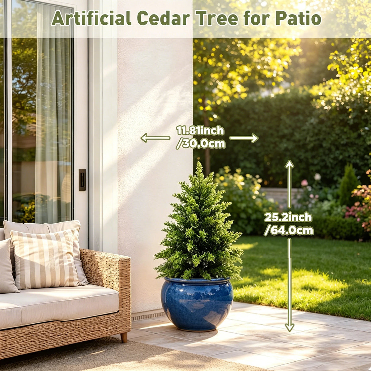 Realistic Artificial Cedar Topiary Trees For Home Garden Decor