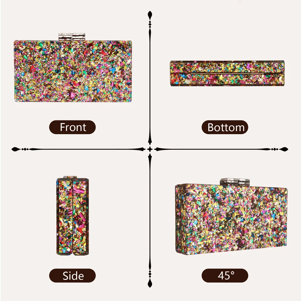 Acrylic Luxury Chain Handbag For Women Box Clutch Evening Bags Party Shoulder Crossbody Bags Dinner Dress Purses Festival Gifts