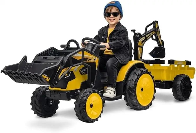 Kids Electric Ride On Tractor With Excavator Bulldozer Remote Control