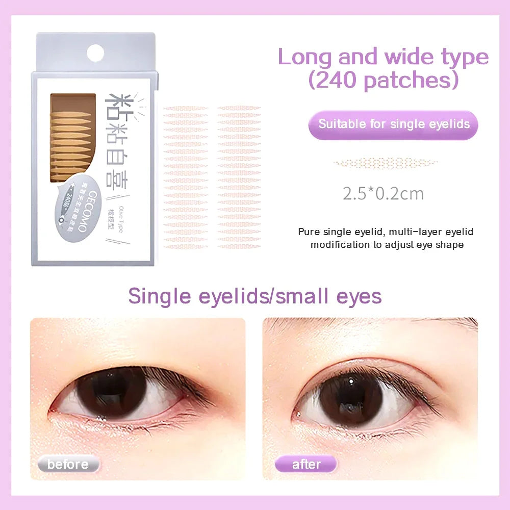 240 PCS Double Eyelid Stickers Natural Invisible And Long-lasting Shaping Big Eye Beauty Tapes For Single Eyelid Person