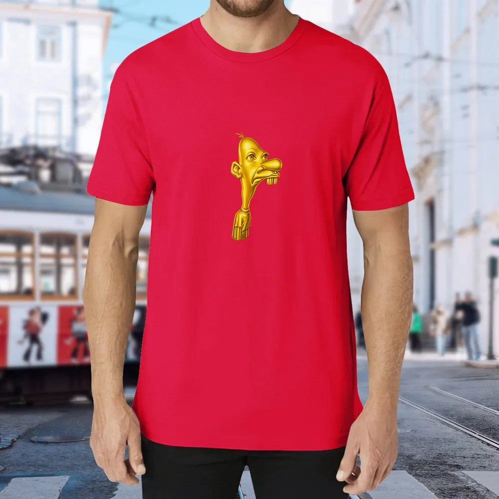 Golden Cartoon Character Head T-Shirt Men Women Vintage Graphic Print Casual Cotton Short Sleeve