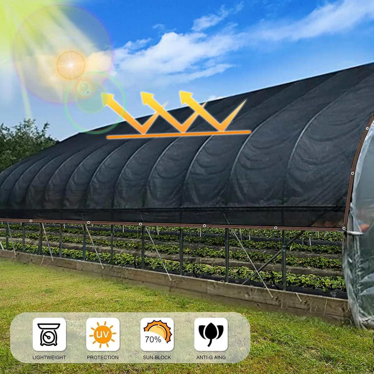 Heavy Duty 70 Percent Shade Cloth UV Resistant Garden Netting