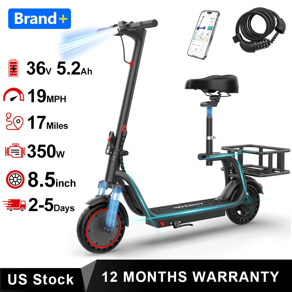AOVOPRO 500W Foldable Electric Bicycle With Basket And Dual Suspension