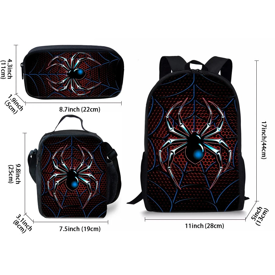 Children 3D Animated Spider Pattern School Backpack