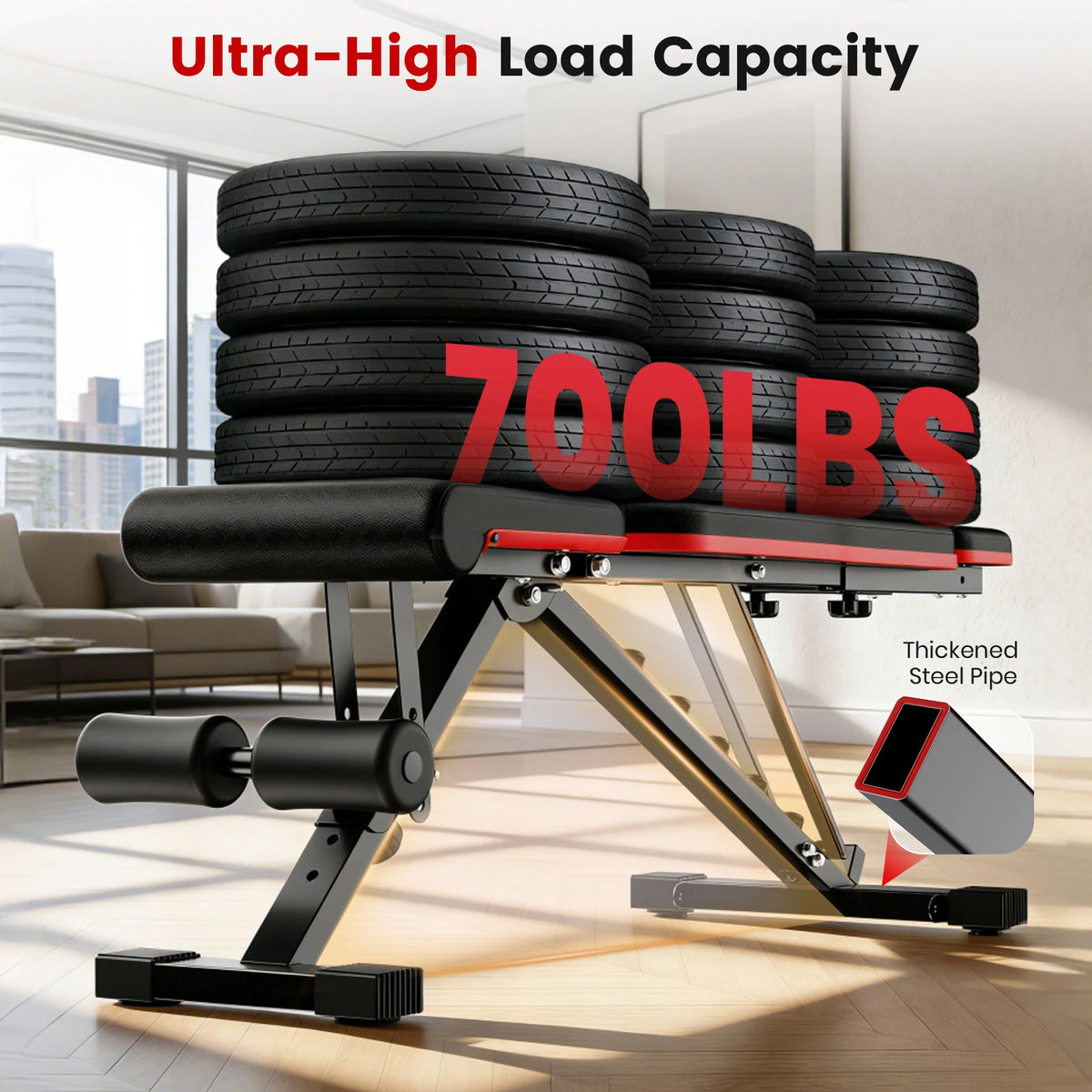 Multifunctional Foldable Dumbbell Bench Adjustable Home Gym Bench with 700 lb Capacity 6-Backrest Positions for Arms Muscle Chest Press Strength Training Full Body