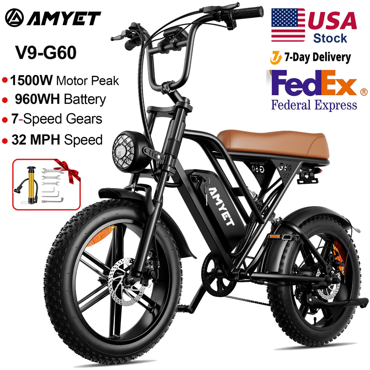 Amyet G60 1000W Electric Mountain Bike With 48V Battery