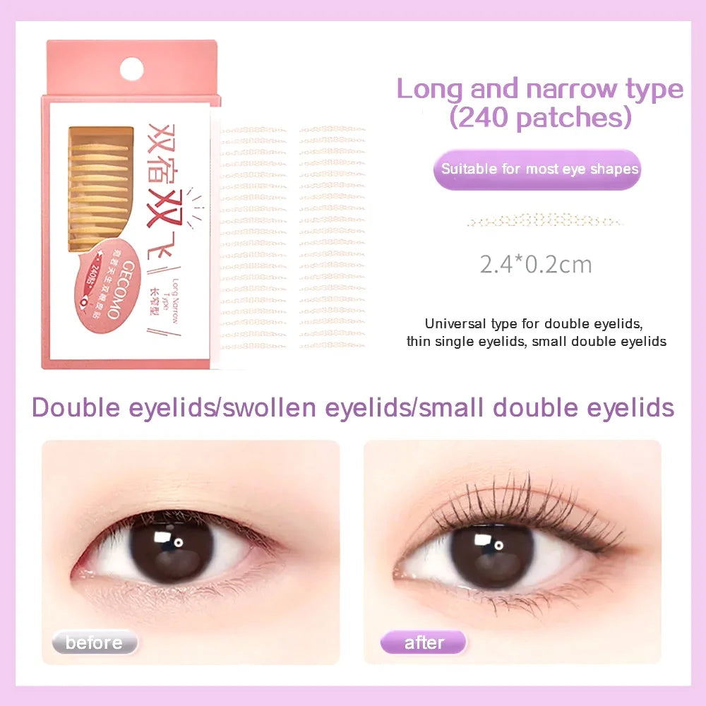 240 PCS Double Eyelid Stickers Natural Invisible And Long-lasting Shaping Big Eye Beauty Tapes For Single Eyelid Person