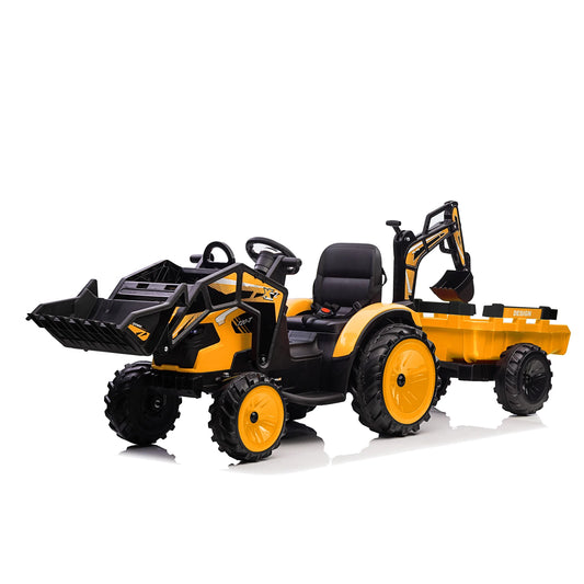 Kids Electric Ride On Tractor With Excavator Bulldozer Remote Control
