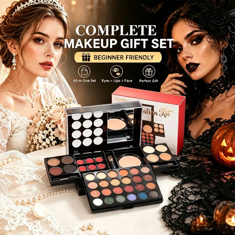 Professional Makeup Kit for Women Full Kit with Mirror, Multi-Functional Makeup Box, Eyeshadow, Blush, Lipstick All in One, Fits The Makeup Well Without Smudging Or Fading, Gifts for Wedding Season And Halloween