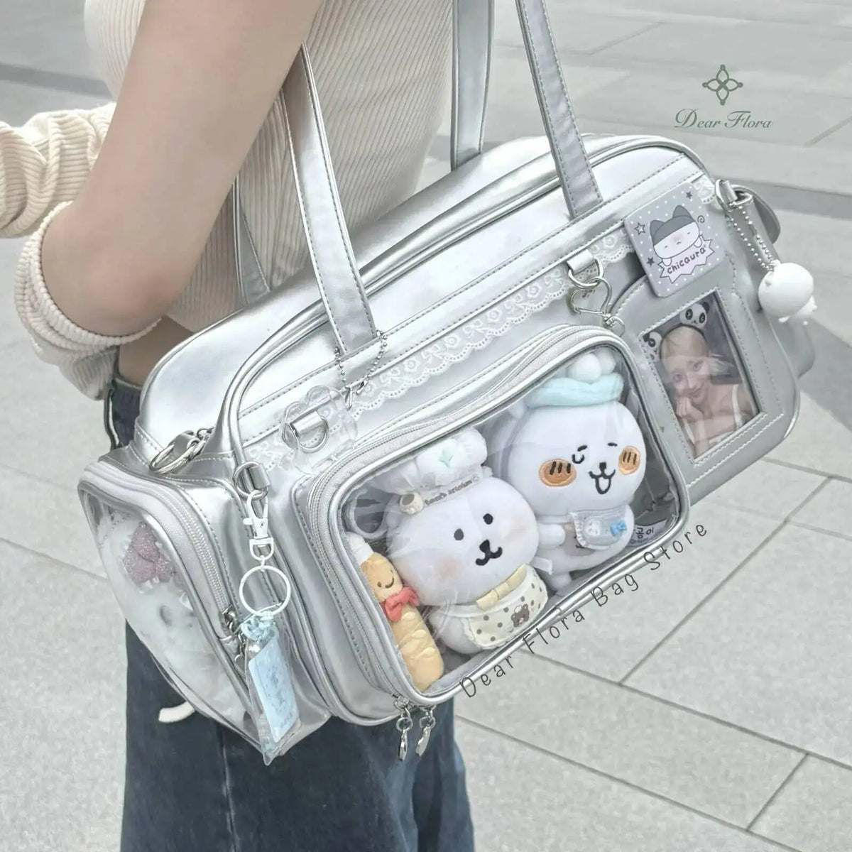 Y2K New Concert Ita Bag JK Large Capacity Shoulder Bag Cute Girl Transparent Backpack Exhibition DIY Badge Display Crossbody Bag