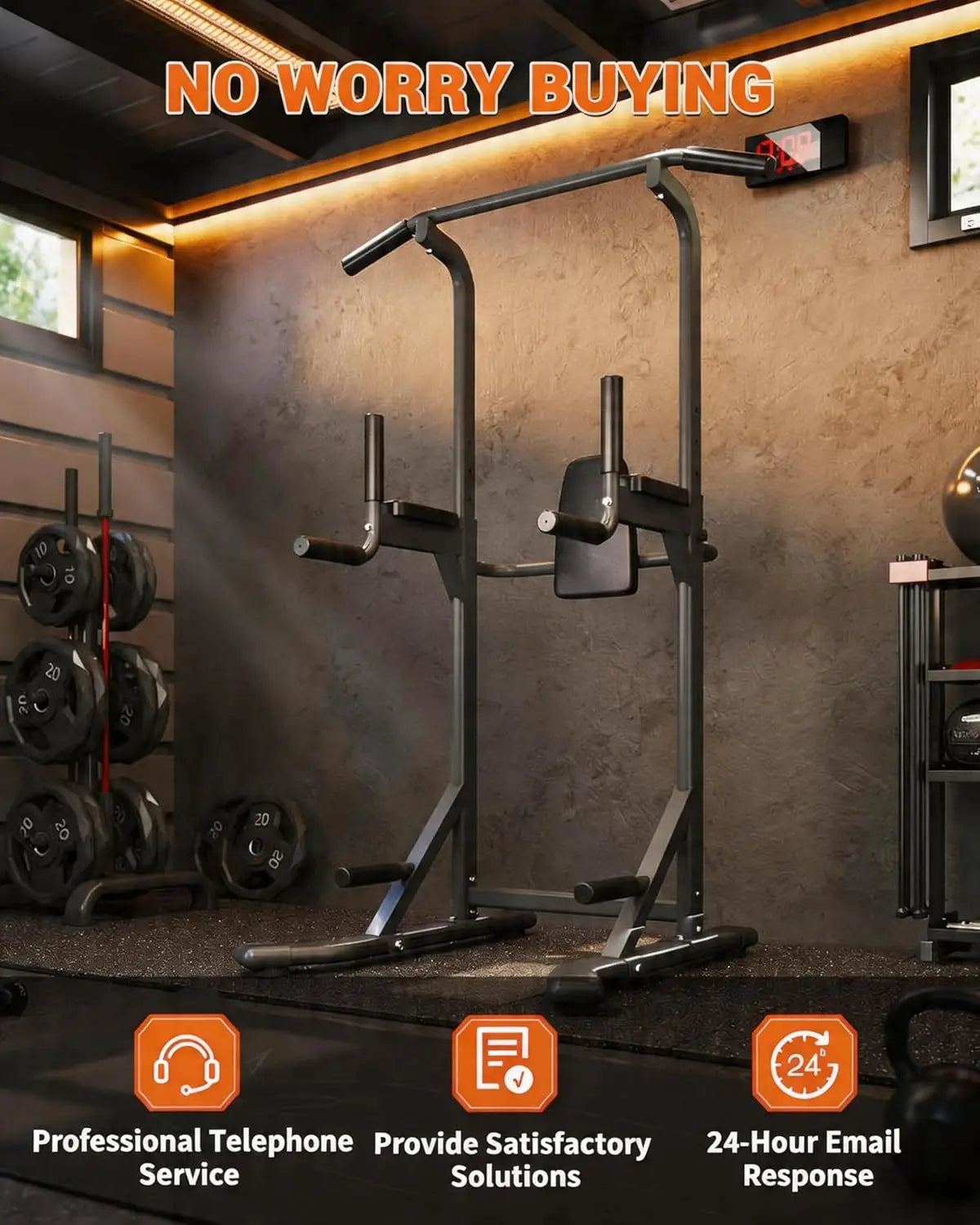 Power Tower Pull Up Bar for Home Gym, 450lbs Heavy Duty Capacity, Multi-Function Dip Station with Adjustable Height, Full Body Strength Training Equipment for Pull-Ups, Dips, Leg Raises, Carbon Steel Fitness Rack