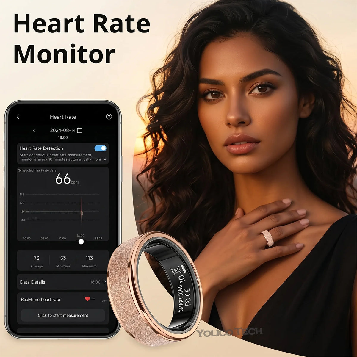 Smart Ring With Body Temperature, IP68 Waterproof Stainless Steel Smart Ring For Couples, Health Tracker Gift For Family Includes A Distinctive Charging Case