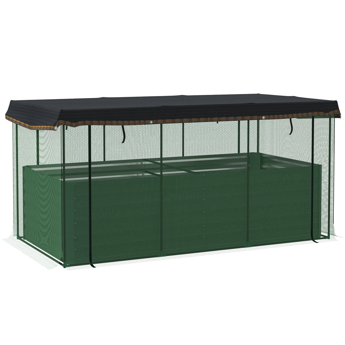 Galvanized Raised Garden Bed with Crop Cage & Shade Cloth, Green