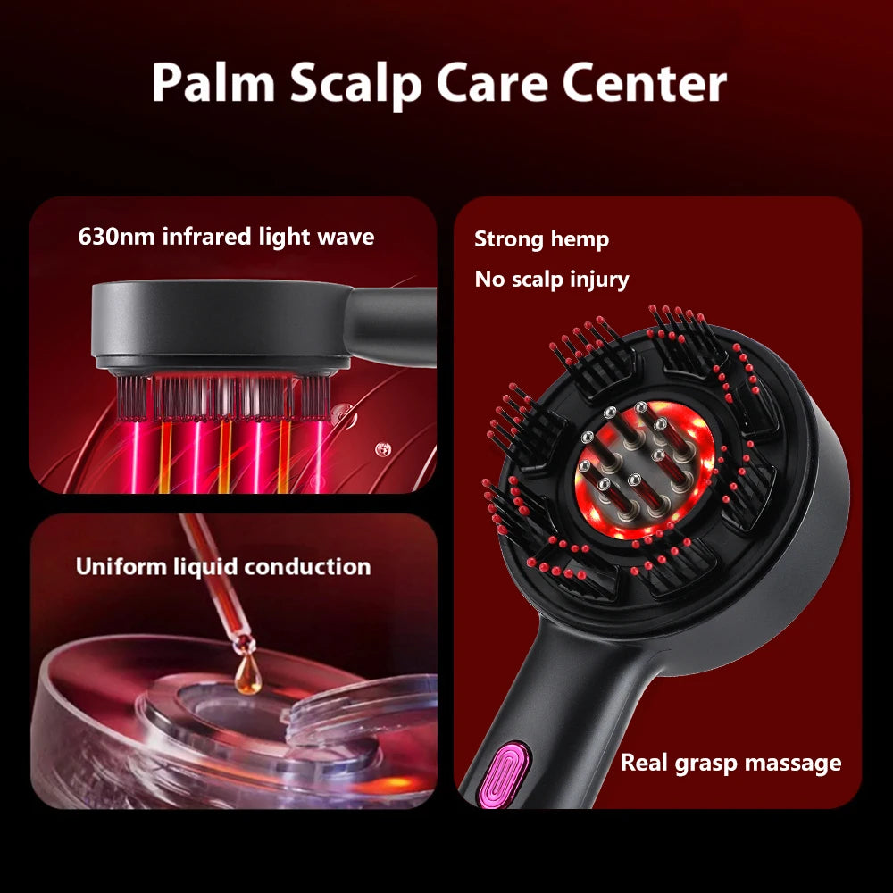 Electric Vibration Massage Comb Red Light Hair Growth Massage Scalp Brush Anti Hair Loss Liquid Oil Applicator Hair Care