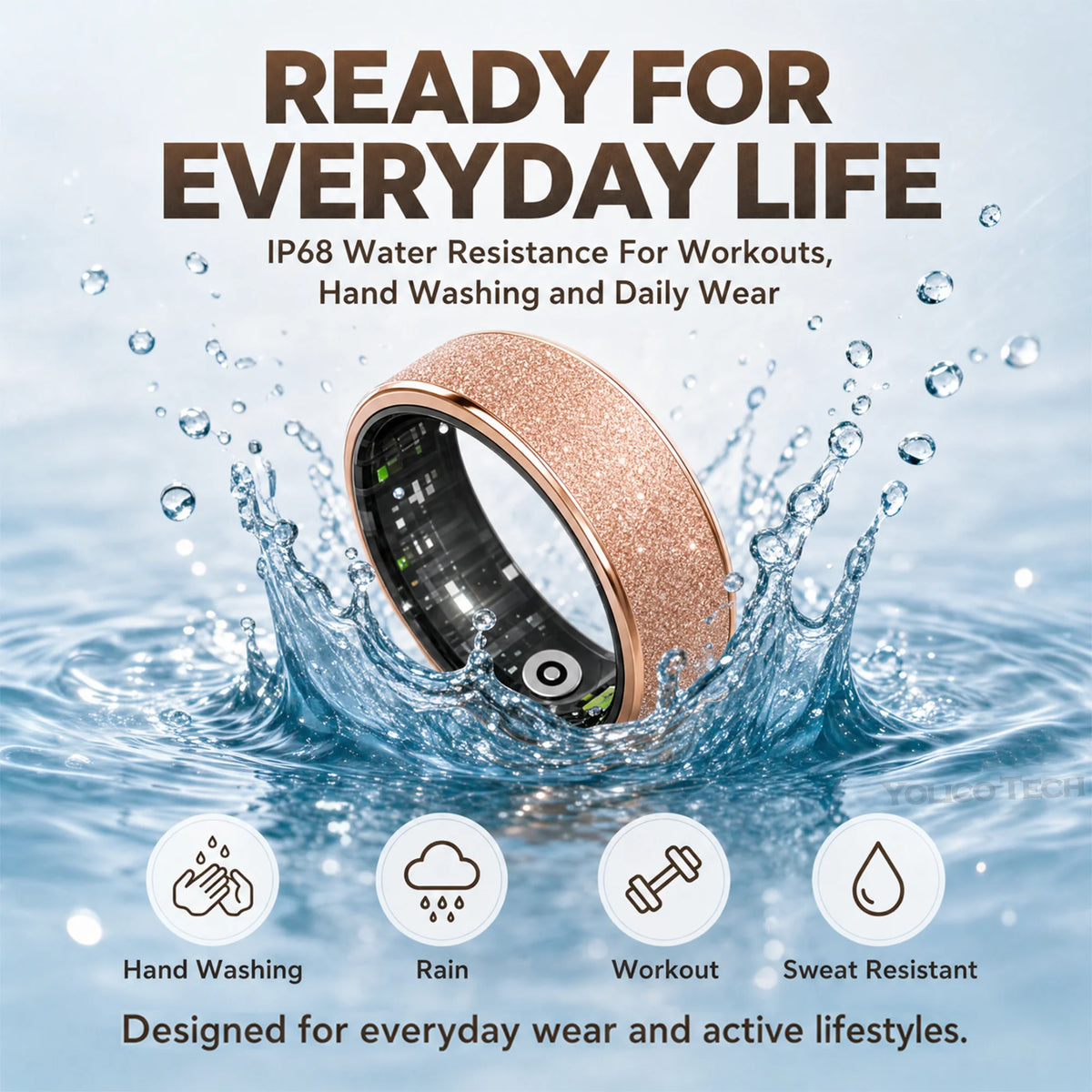Smart Ring With Body Temperature, IP68 Waterproof Stainless Steel Smart Ring For Couples, Health Tracker Gift For Family Includes A Distinctive Charging Case