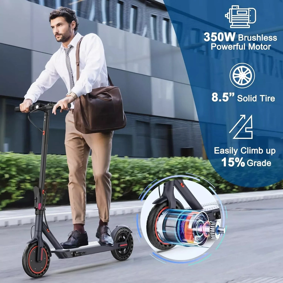 Ladped Folding Electric Scooter 350W 19Mph 16 Mile Range
