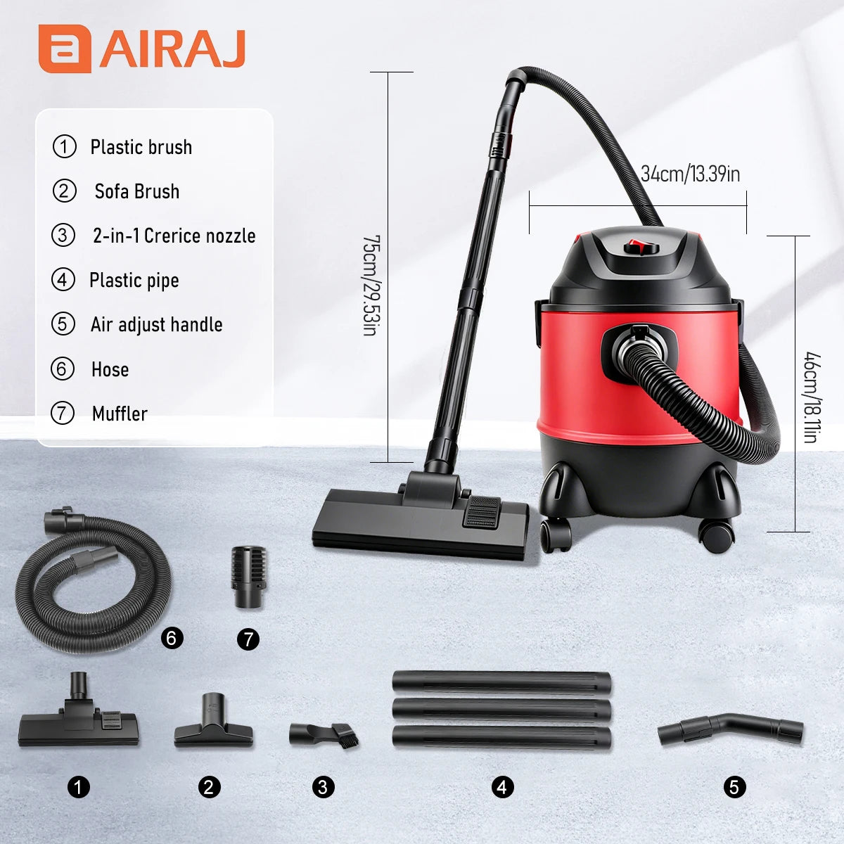AIRAJ Electric Wet And Dry Vacuum Cleaner With Blow Function