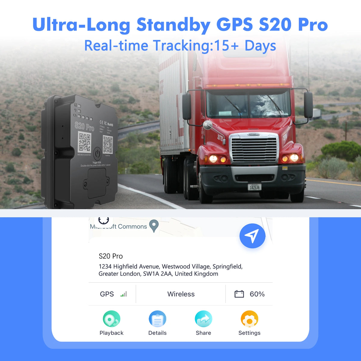 4G GPS Tracker With Long Standby Time - Real-Time Location Monitoring, Wide Application, Subscription Required
