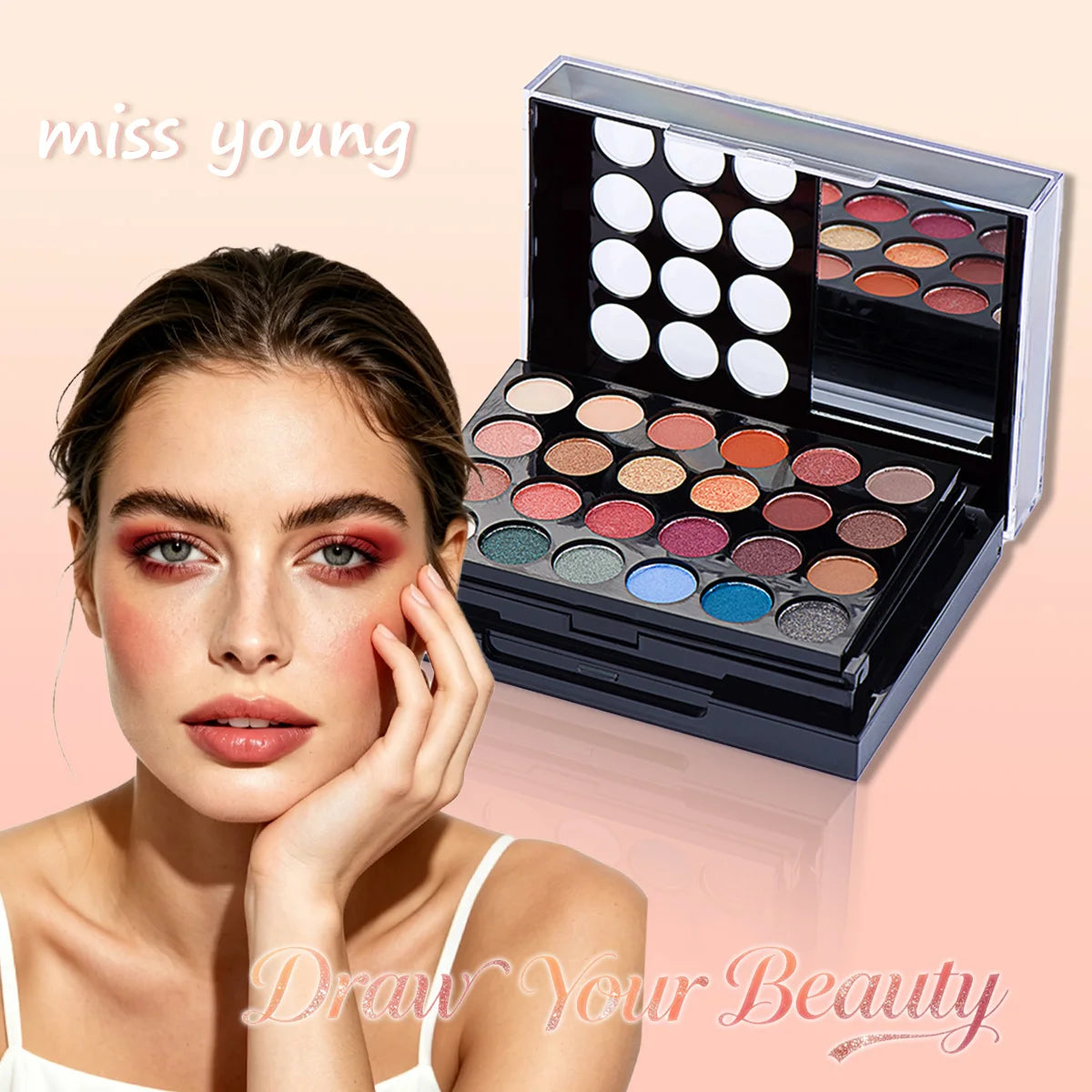 Professional Makeup Kit for Women Full Kit with Mirror, Multi-Functional Makeup Box, Eyeshadow, Blush, Lipstick All in One, Fits The Makeup Well Without Smudging Or Fading, Gifts for Wedding Season And Halloween