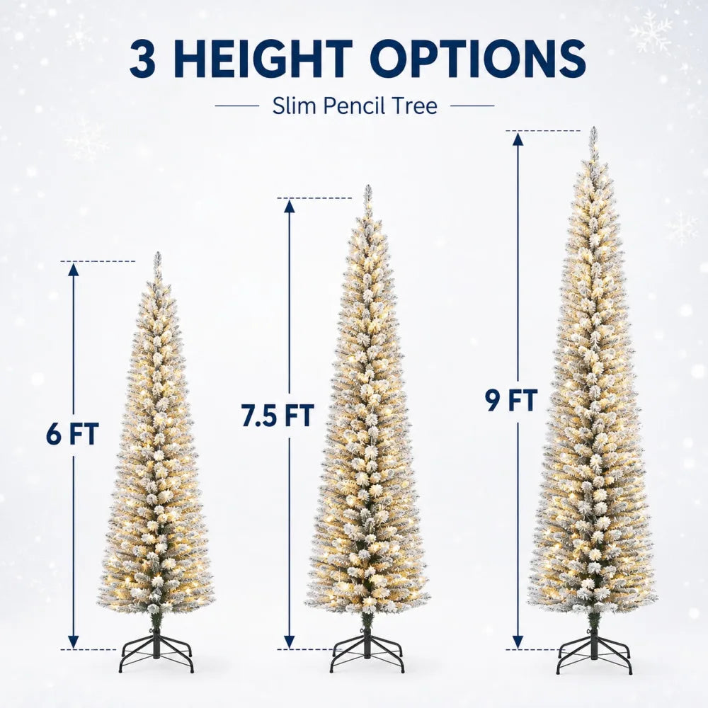Slim Pre Lit Artificial Christmas Tree With Warm Lights