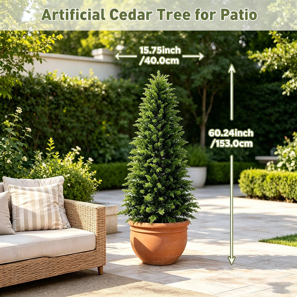 Realistic Artificial Cedar Topiary Trees For Home Garden Decor