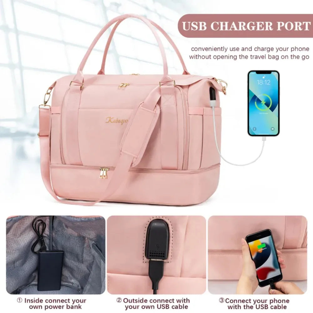 Large Capacity Travel Gym Bag Short-distance Luggage Portable Fitness Bags Shoulder Crossbody Handbags Women's Sports Waterproof