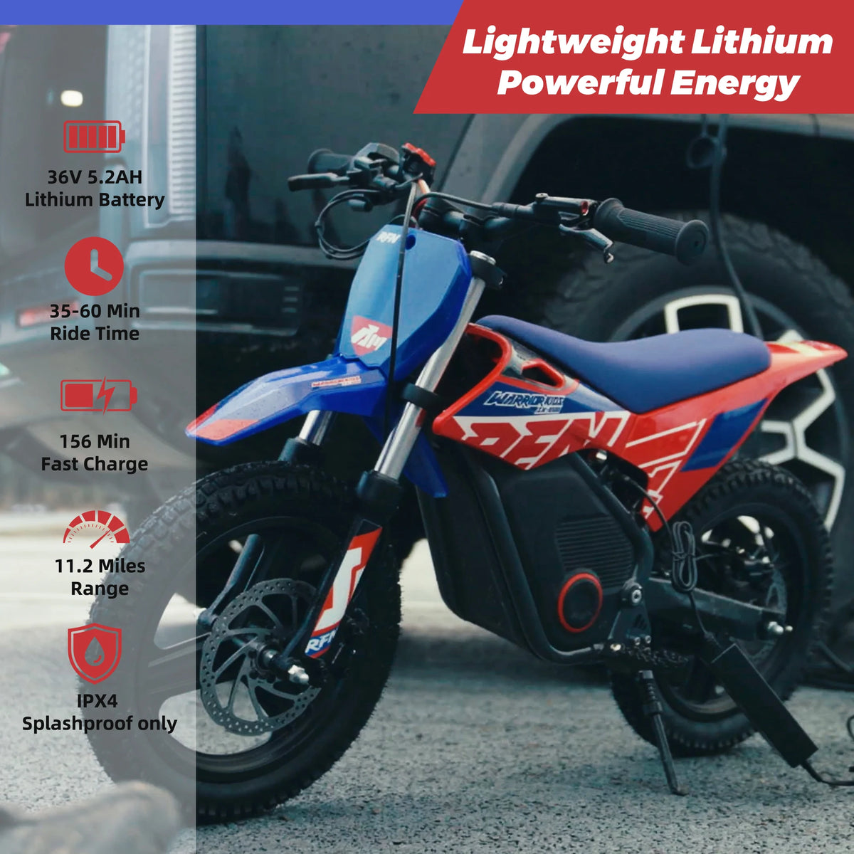 RFN Warrior Kids Electric Dirt Bike Off Road Motorcycle