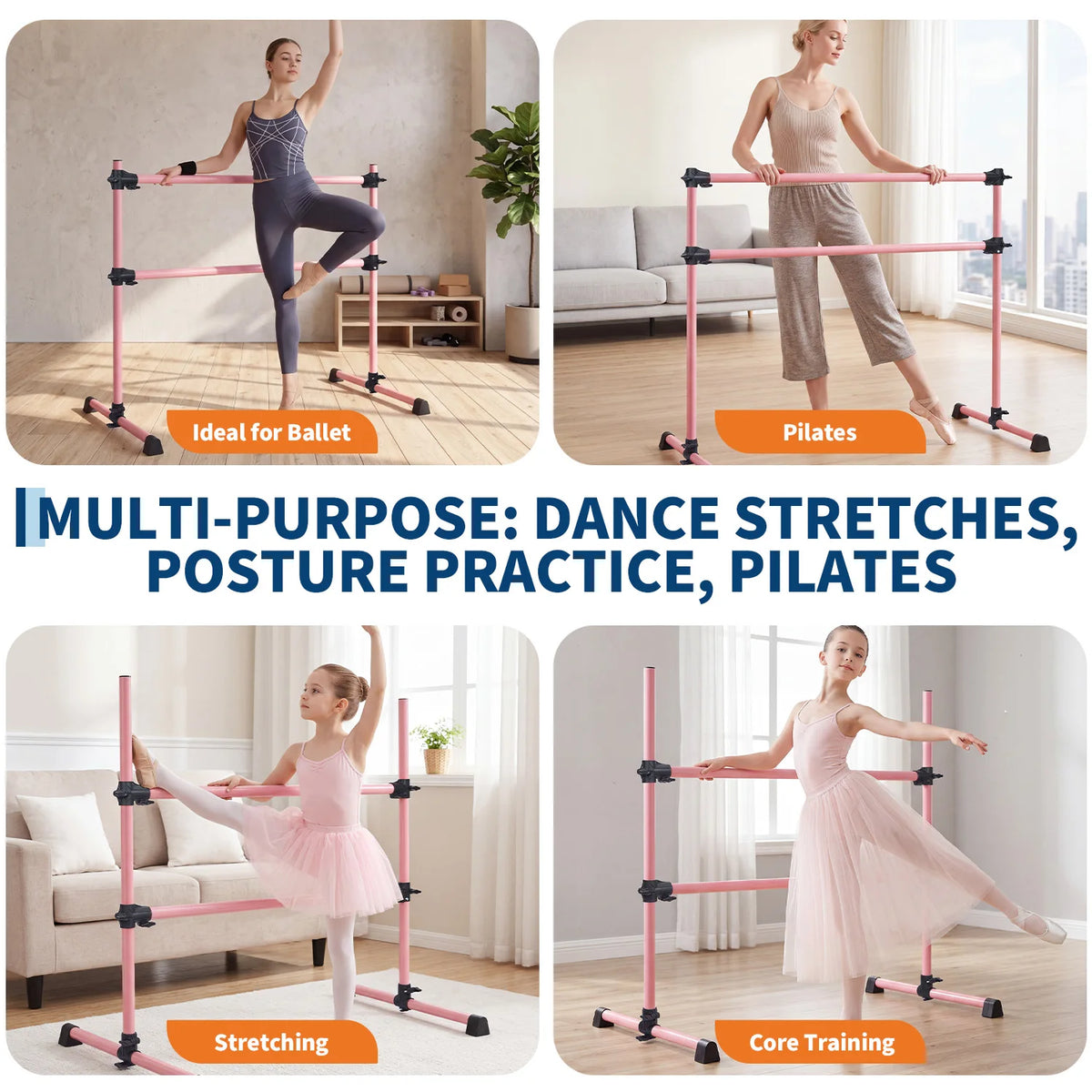 Freestanding Ballet Barre for Dance Practice Pilates and Stretching