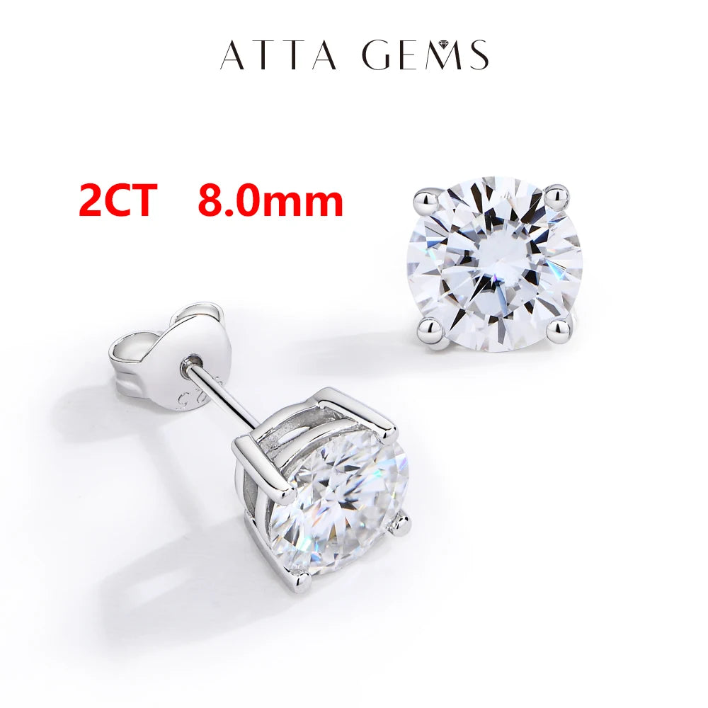 ATTAGEMS D VVS1 Moissanite Four Claw Earrings For Women Man S925 Sterling Silver Sparkling Wedding Jewelry Shipping from the USA