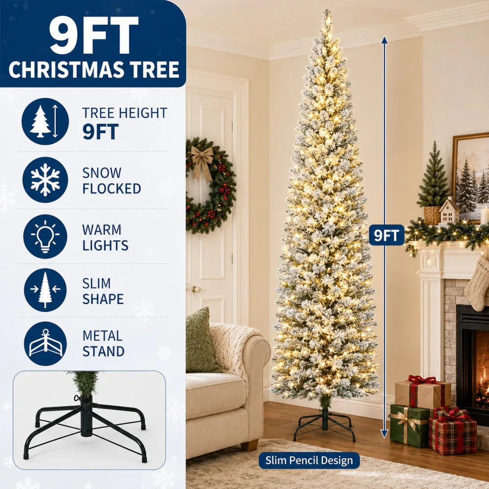 Slim Pre Lit Artificial Christmas Tree With Warm Lights
