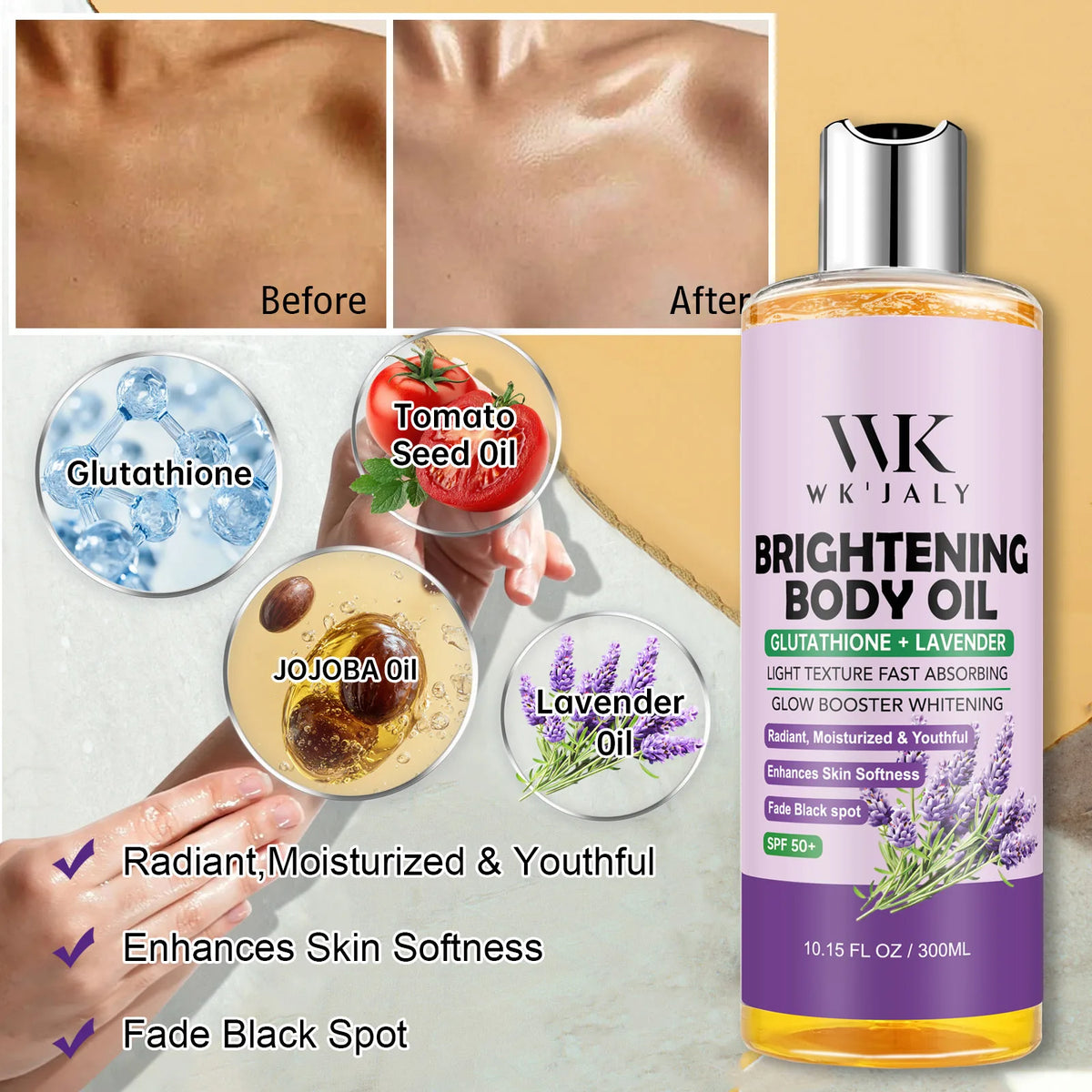 WK JALY Lightening Body Oil Moisturizes And Reduces Dark Spots