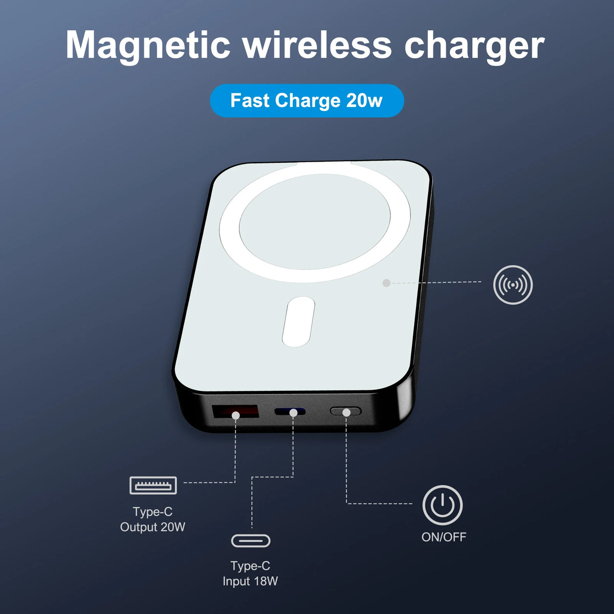 Magnetic Wireless Power Bank 10000mAh PD20W Led Display Charger