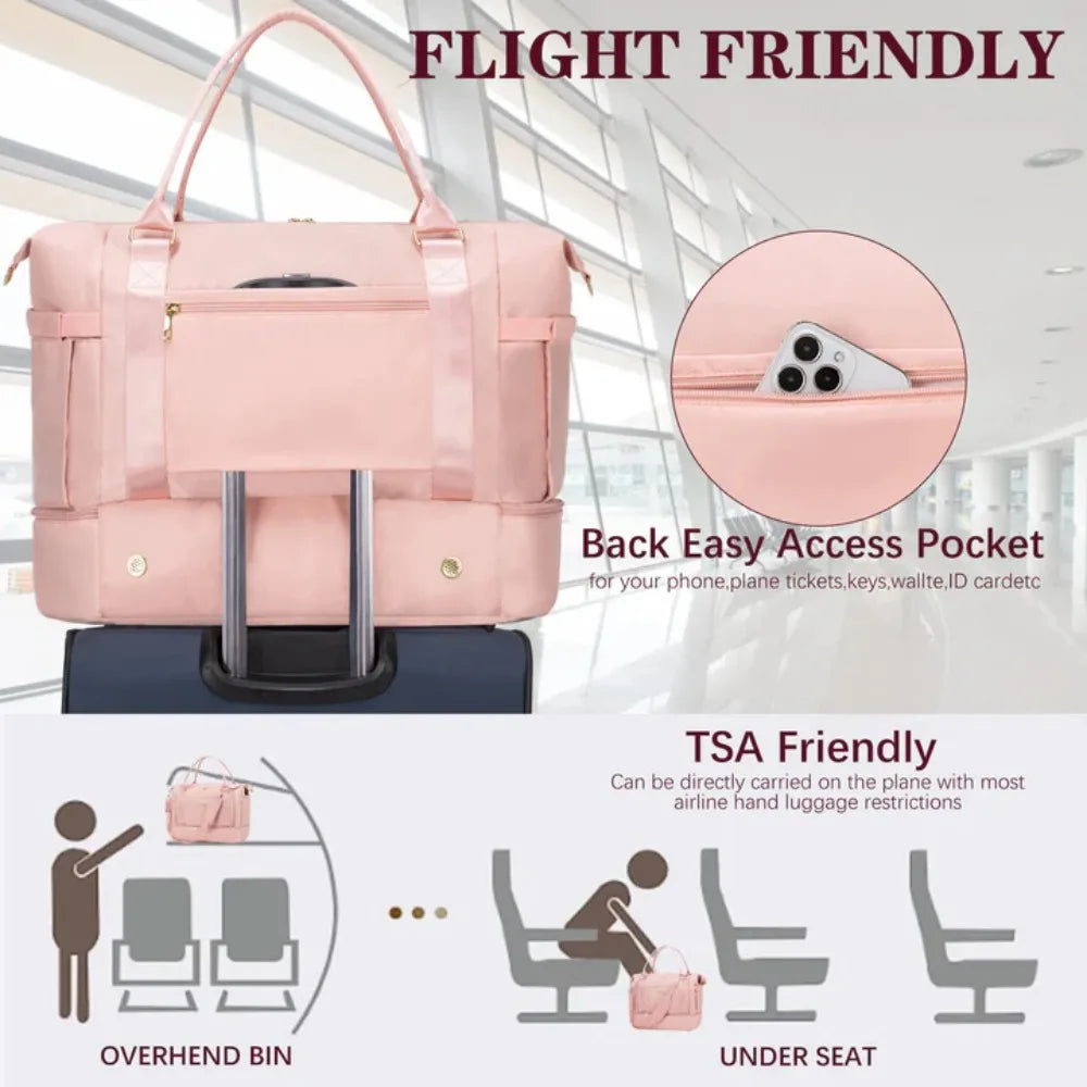 Large Capacity Travel Gym Bag Short-distance Luggage Portable Fitness Bags Shoulder Crossbody Handbags Women's Sports Waterproof