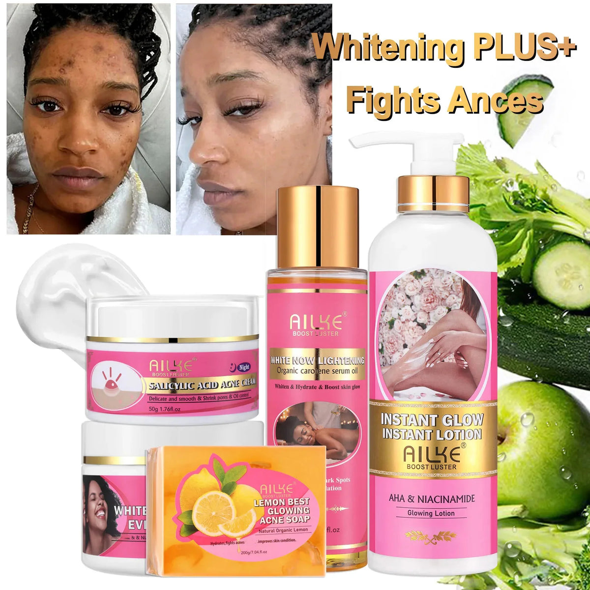 AILKE Natural Skin Brightening Cream Set For Dark Spots Treatment
