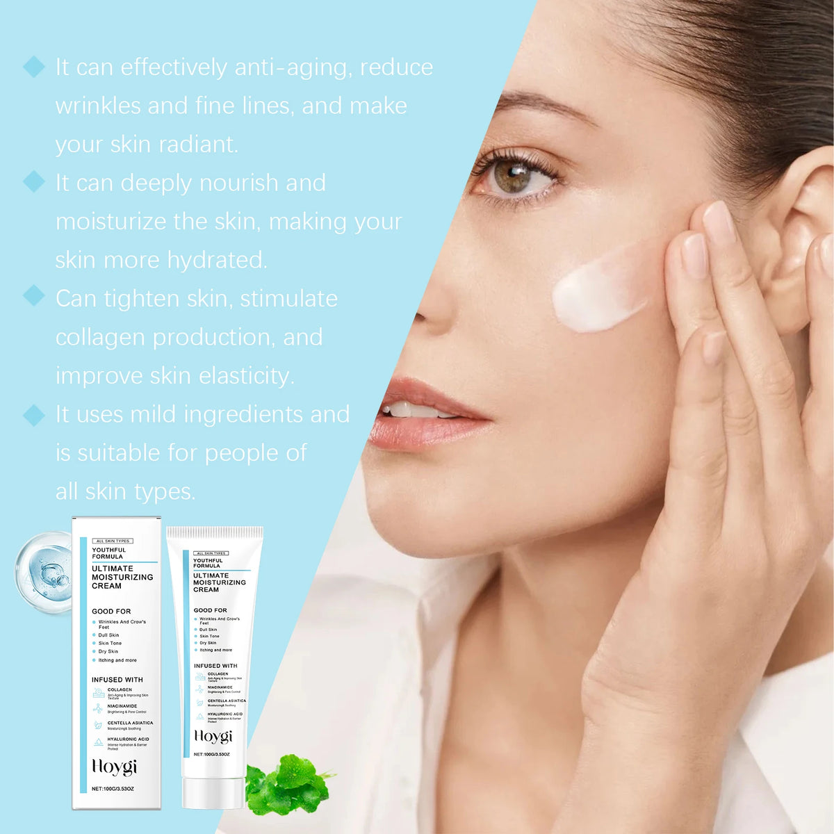 Hoygi Centella Moisturizing Cream With Hyaluronic Acid For Face