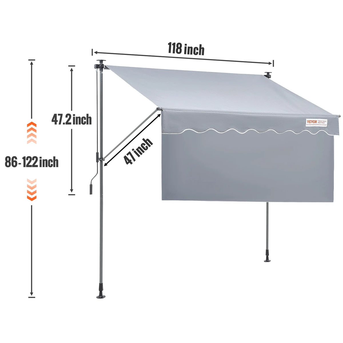 SucceBuy Manual Retractable Patio Awning Sun Shade Shelter