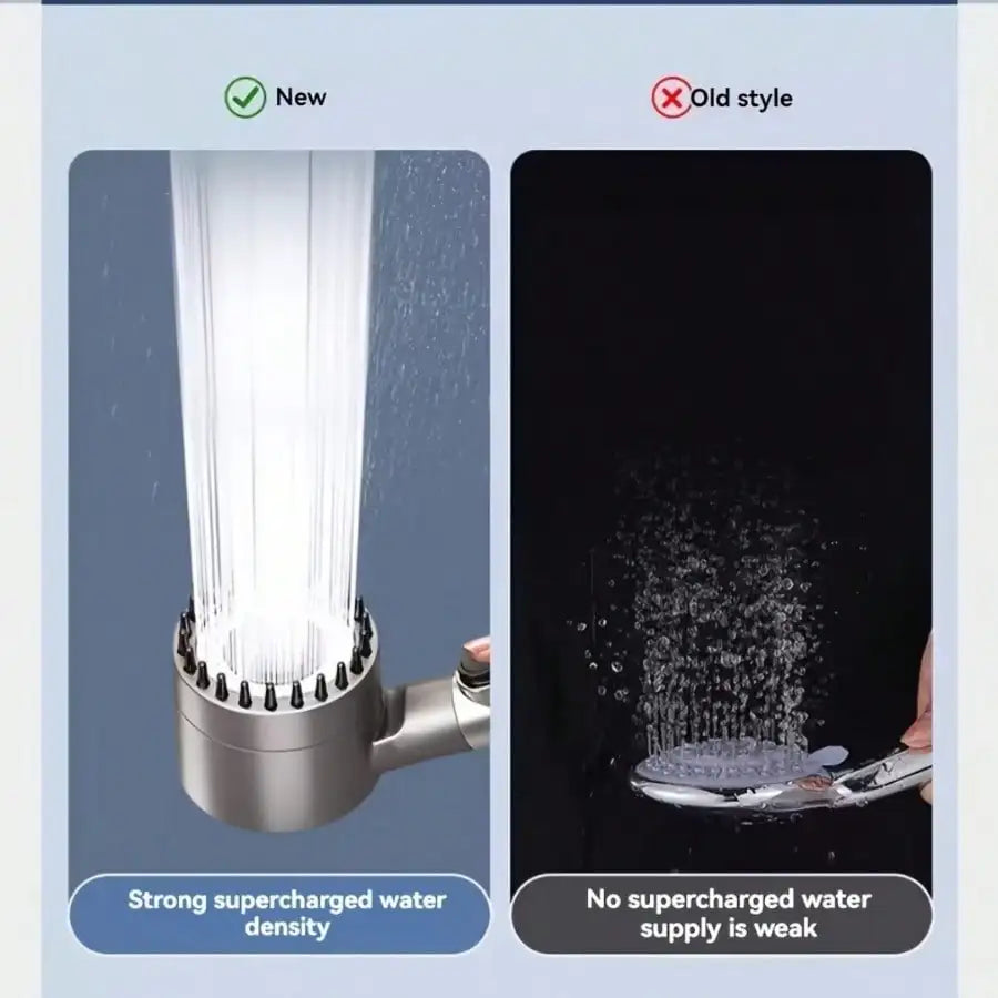 Stainless Steel Shower Head Set With 5 Filter Cartridges, 3 Adjustable Modes, Stainless Steel Panel & Adapter