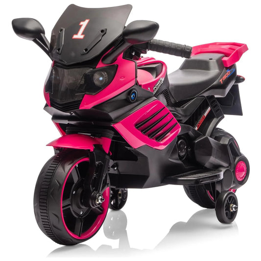 HiMISS Kids Electric Motorcycle With Training Wheels And Horn