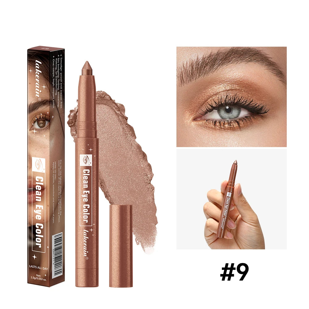 Shimmer Cream Eyeshadow Stick Waterproof Metallic Eye Shadow Crayon Blendable Long Lasting Glitter Eye Brightener Stick Daily Eye Makeup Cosmetic
