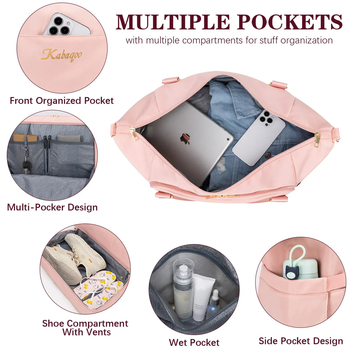 Large Capacity Travel Gym Bag Short-distance Luggage Portable Fitness Bags Shoulder Crossbody Handbags Women's Sports Waterproof