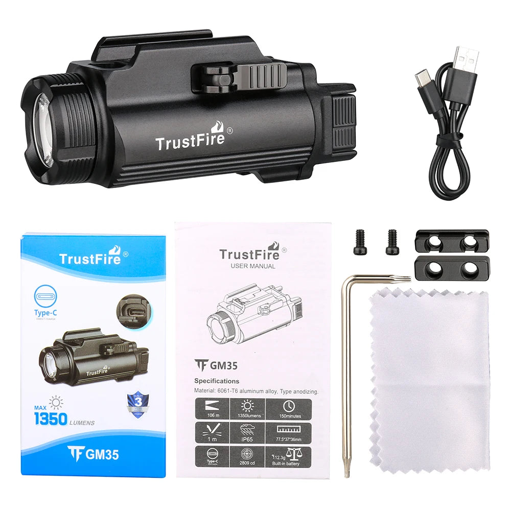 TrustFire GM35 Tactical LED Flashlight With 1350 Lumens Rechargeable